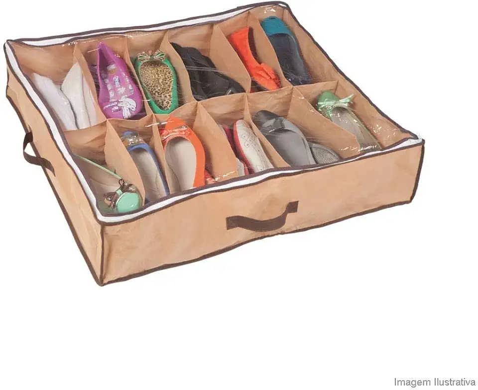 Ordene - Sapateira Flexível para 12 Pares, Cor Bege, Linha My Closet