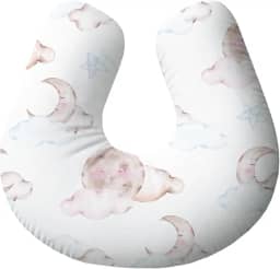 Almofada de Amamentação Ergonômica para Bebê e Mamãe Antialérgica | Suporte para Amamentar com Conforto – Estrela e Lua baby