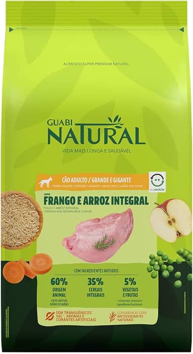 Ração Guabi Natural Cães Adultos Raças Grandes e Gigantes Frango e Arroz 12 Kg