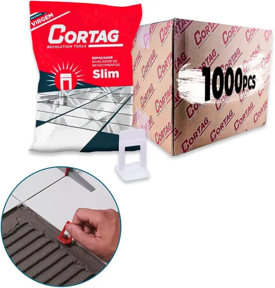 Espaçador Nivelador Slim C/1000 Peças Caixa Para Assentamento de Piso Azulejo Cerâmica Porcelanato Reutilizáveis Profissional - (1.0MM | 62416)