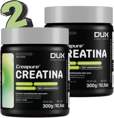 2 Creatinas DUX 100% pura selo CREAPURE de qualidade 300g | Creatina ganho de força energia e resistência