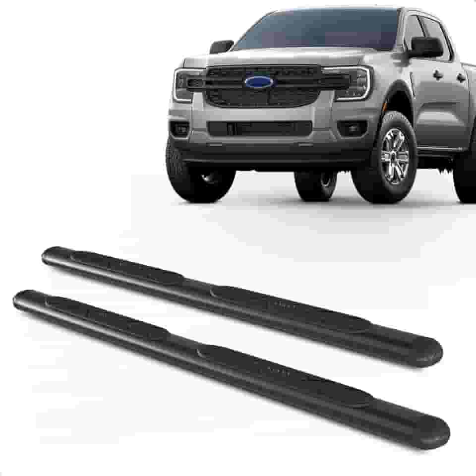 Par Estribo Lateral Oval Preto Ranger 2023 2024 Aço Carbono Kit Fixação Incluso