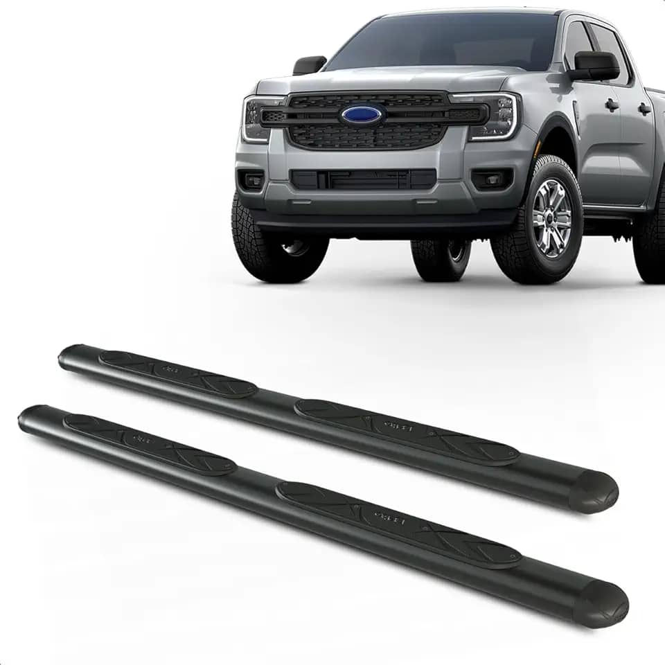 Par Estribo Lateral Oval Preto Ranger 2023 2024 Aço Carbono Kit Fixação Incluso
