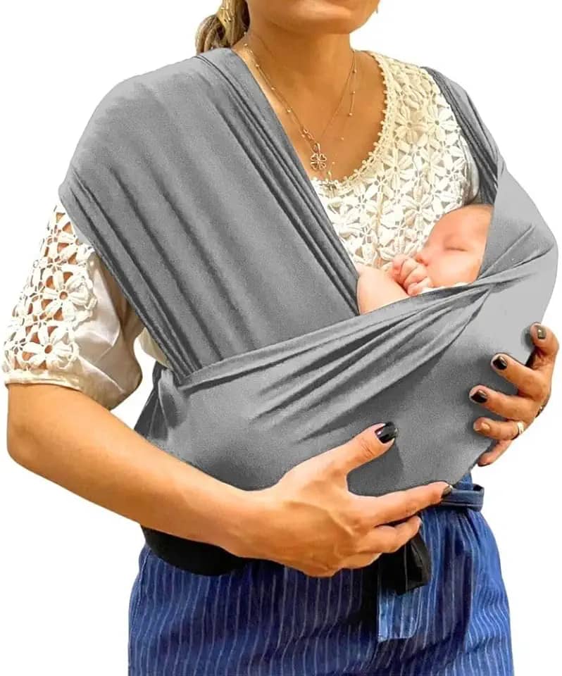 Carregador Canguru De Vestir Best Sling Bebe Rescem Nascido Wrap Montado Respiravel Passeio Viagem (Cinza)