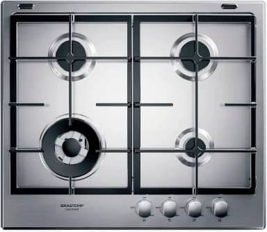 Cooktop 4 bocas Brastemp Gourmand Inox com duplachama e trempe com ferro fundido - BDK60DR 220V