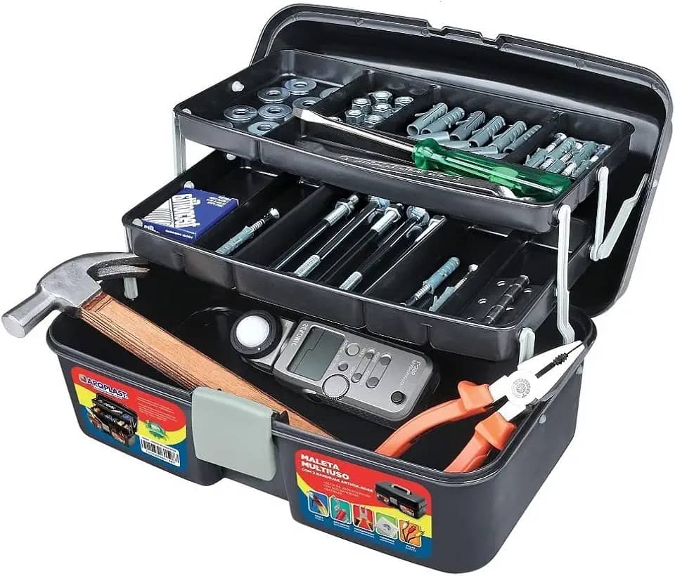 Maleta De Pesca 2 Bandejas Articuladas Preta Arqplast