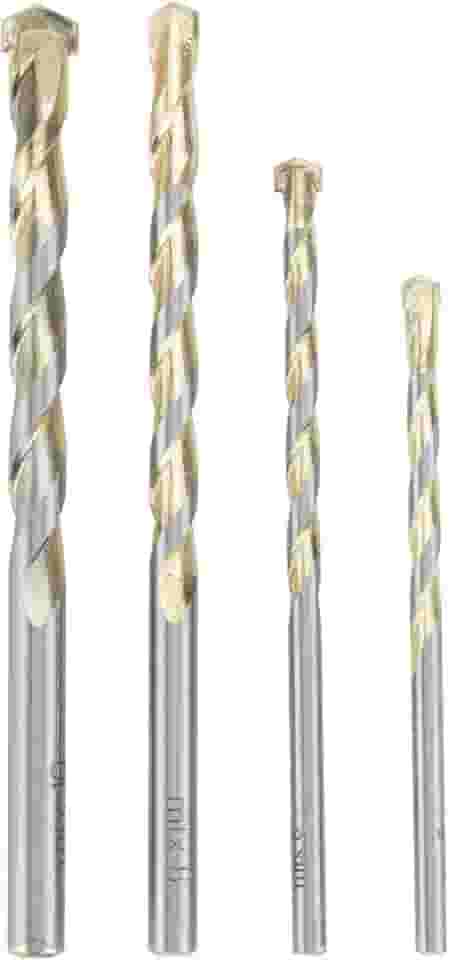 MTX Jogo de Brocas para Concreto Golden Line, 4 Peças (5-6-8-10mm), Liga Dura VK8, Perfuração com Impacto - Para Concreto e Tijolo