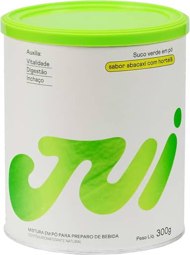 Jui Suco Verde em Pó Sabor Abacaxi com Hortelã 30 Doses, Vegano, 100% Natural, Sem Açúcar, Sem Glúten, Sem Lactose, Para Inchaço, Digestão e Vitalidade