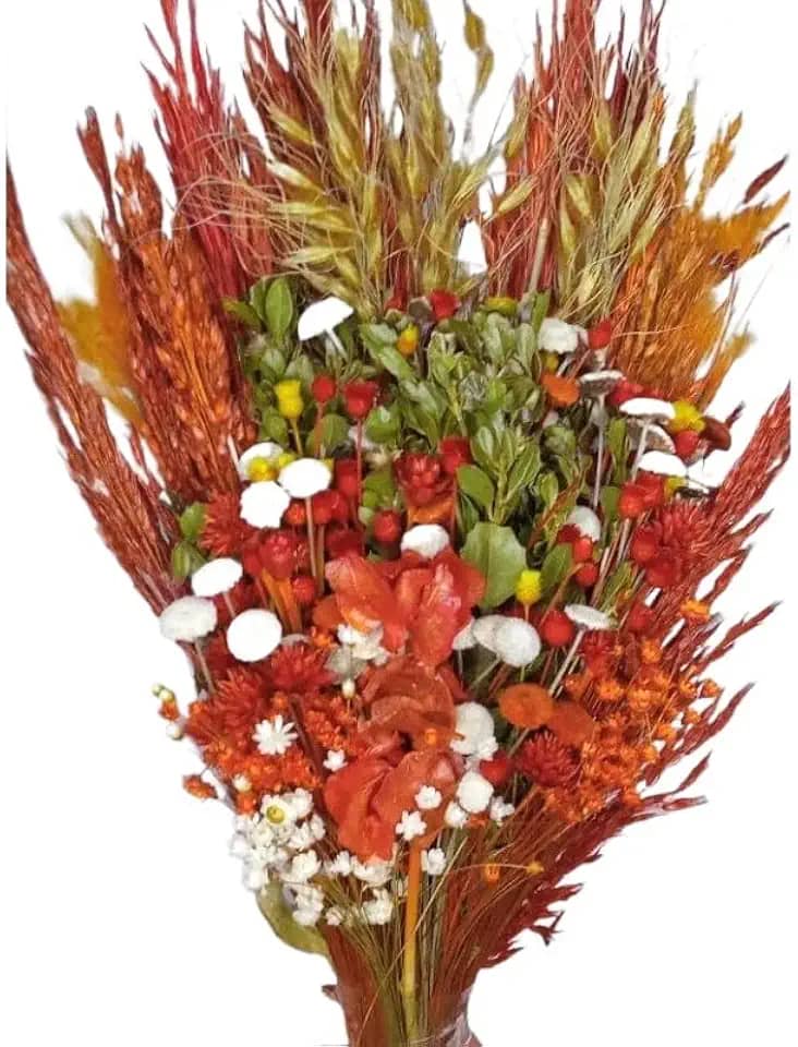 Flores Secas,Buquê De Flores Secas E Desidratadas,Tamanho Aproximadamente: 40 Cm (Laranja)