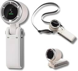 Ventilador Portátil Recarregável 7W, Mini Ventilador de Mão Dobrável com Tela Digital, 5 Velocidades, Bateria 3600mAh até 6h de Uso, Ultra Silencioso com Entrada Type-C – Ótimo para o Verão