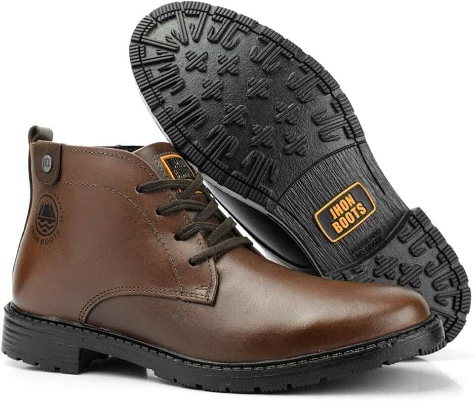 Bota Coturno Masculina de Couro Legítimo Casual