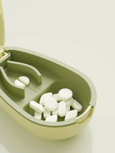 Cortador e divisor de comprimidos com divisor de comprimidos com almofada de silicone removível, cortes precisos para pílulas, vitaminas e comprimidos, compacto e adequado para viagens, protetor de