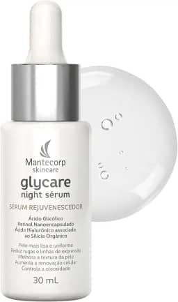 Sérum Rejuvenescedor Facial Glycare Night - 30ml - Ação Noturna com Retinol e Ácido Hialurônico - Auxilia na Firmeza da Pele - Textura Leve e Absorção Rápida - Mantecorp