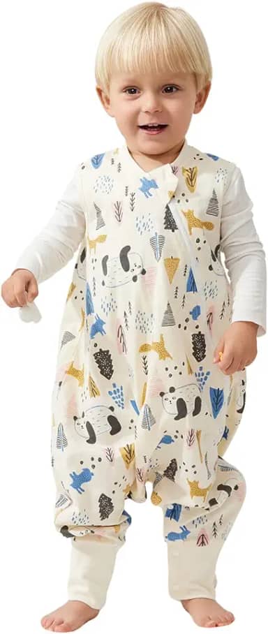 Duomiaomiao Saco de dormir infantil 100% algodão, leve, saco de dormir com pés, cobertor respirável e confortável para bebês