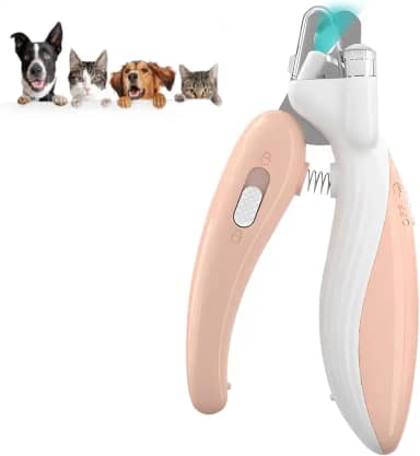 Cortador De Unha Pet, com Luz Led, 13cm, para Cães e Gatos de Pequeno, Médio e Grande Porte (ROSA)