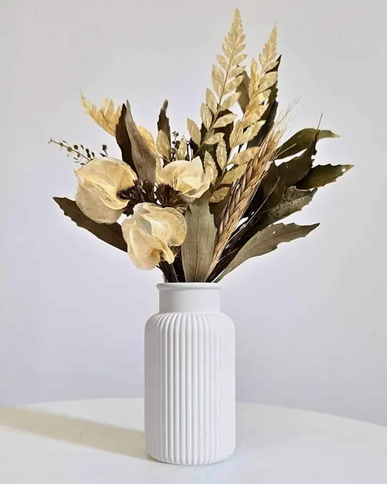 Arranjo De Flores Secas Decorativo Vaso Garrafa Listras