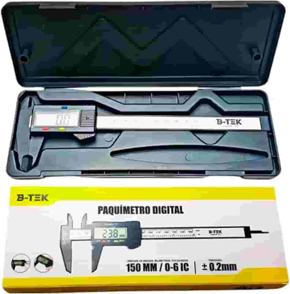 Paquímetro Digital 150mm Fibra Carbono Estojo 2 Baterias