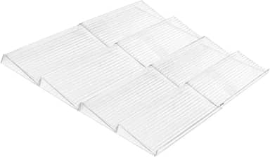 Socpuro Organizador de gaveta de especiarias, 4 camadas - pacote com 8 organizadores de temperos de acrílico transparente, bandeja expansível de 28 a 55 cm para cozinha para bancada de gaveta