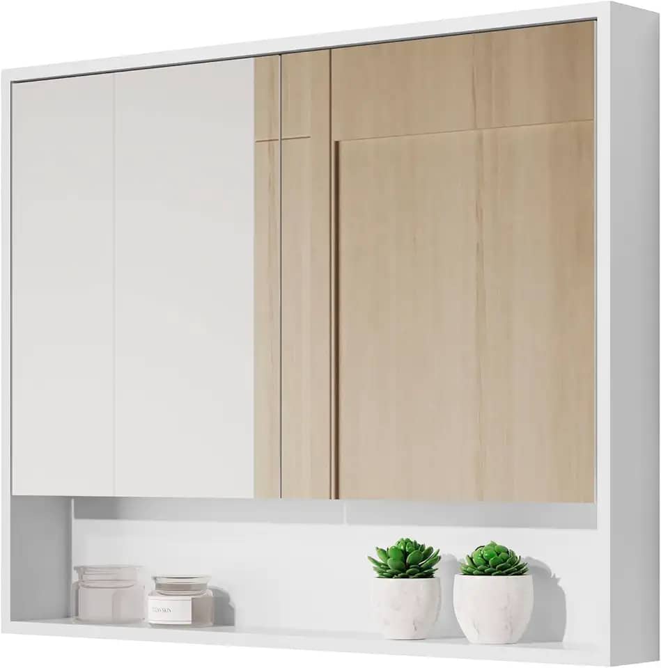 Armário De Banheiro Aéreo Espelheira Eros 2 Portas Branco