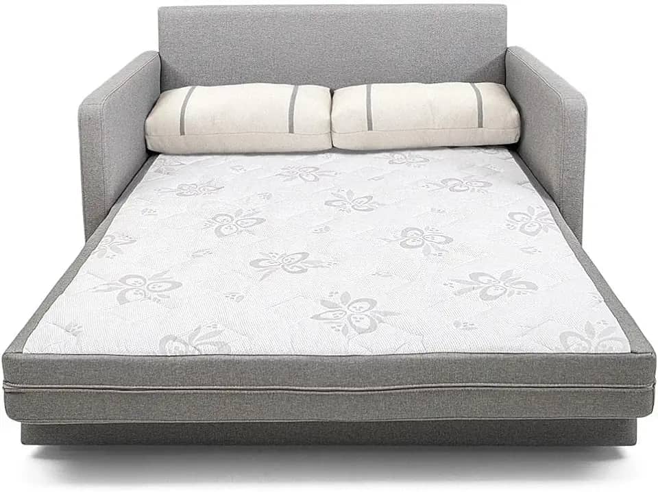 Sofá-cama Herval Aurora, com Colchão de Casal, 2 Lugares, Linho Chumbo