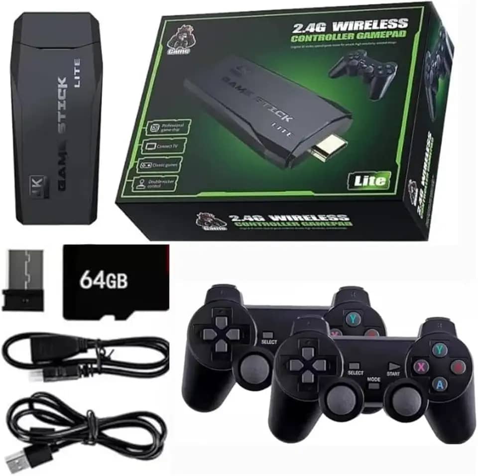 Vídeo Game Retrô Game Stick Lite 4k Hdmi 64gb 20.000 Mil Jogos Com 2 Controles Sem Fio