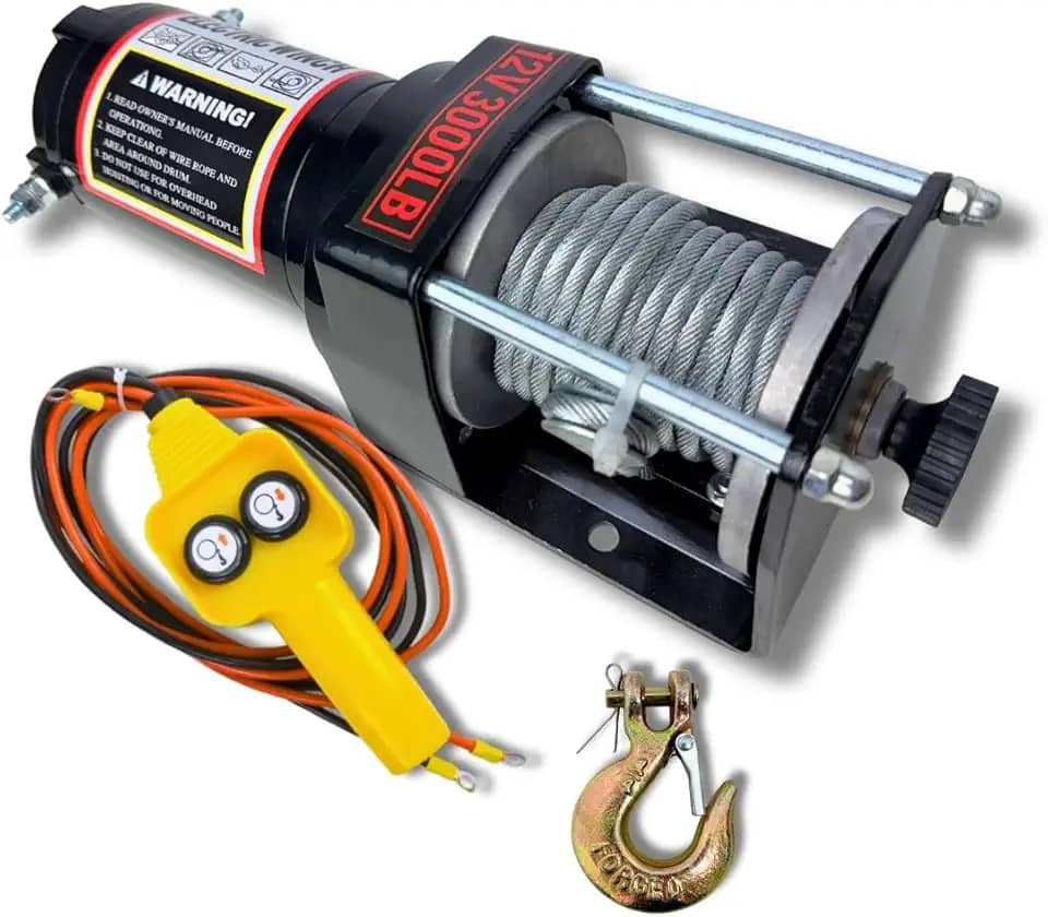 Guincho Elétrico 12v 3000lbs 1360kg Com Controle Cabo De aço - 8X TECH