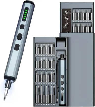 Mini Parafusadeira Elétrica Recarregável, Caneta Compacta de Precisão, Kit de Ferramentas Chave de Elétrica de Precisão 68 em 1, 64 Bits e 4 Acessórios, Multitarefas, para Manutenções Diversas ASONX