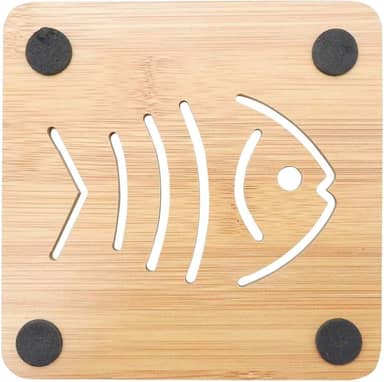 Tuut, Linha Bambu, Descanso de Panela Quadrado Decorado, Natural, 12cm