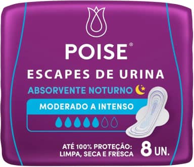 Poise® Absorvente para Escapes de Urina Noturno Moderado 8un