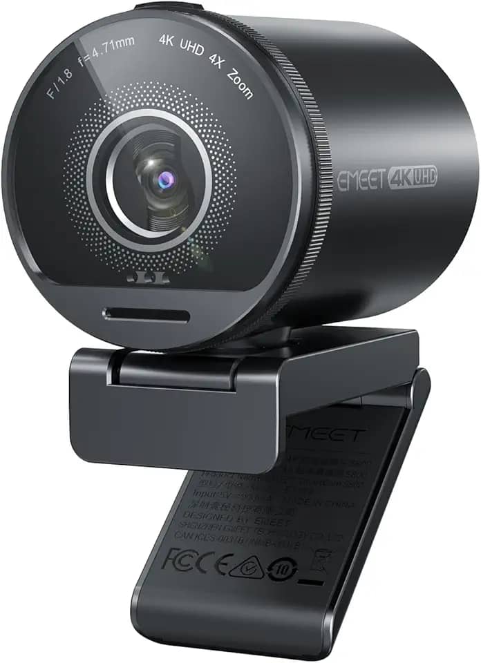 Webcam EMEET SmartCam S800 4K para streaming ao vivo e reuniões online, sensor Sony de 1/2', suporta HDR, autofoco duplo PDAF e ToF, 1080p a 60 FPS, 2 microfones com cancelamento de ruído, FOV 40°-73°