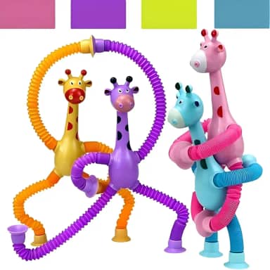 Girafinha Mola de Plástico – Brinquedo Infantil Educativo para Crianças, Desenvolvimento Sensorial e Criativo