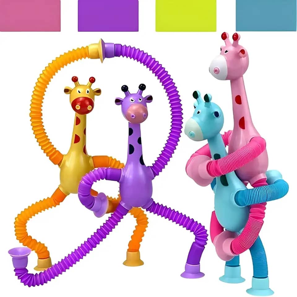 Girafinha Mola de Plástico – Brinquedo Infantil Educativo para Crianças, Desenvolvimento Sensorial e Criativo