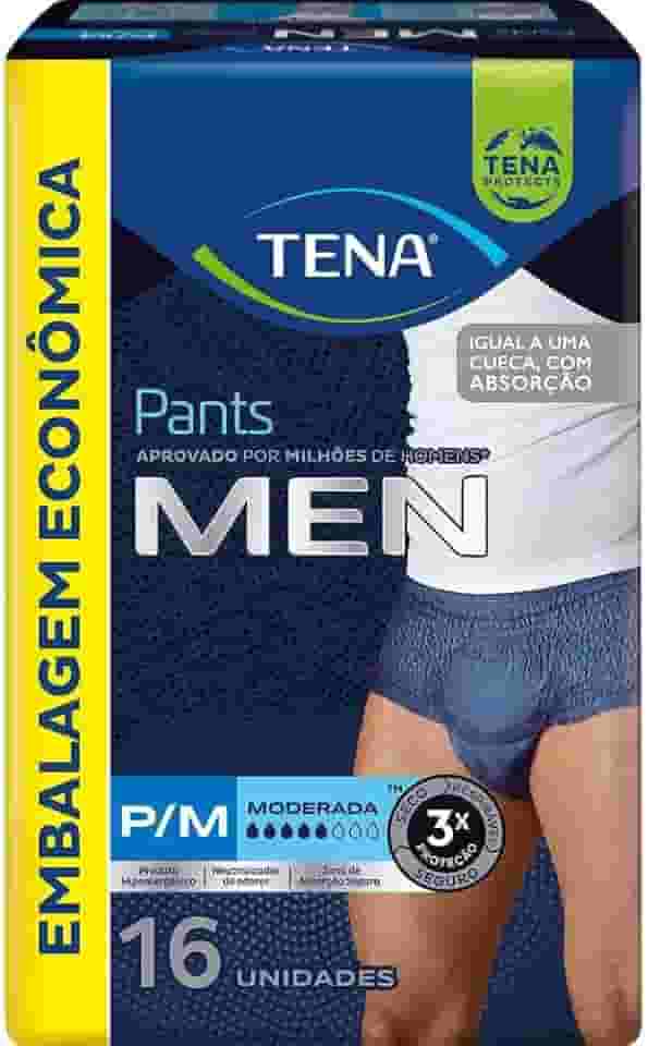Tena Pants Men, Cueca Descartável para Incontinência Urinária, Azul Marinho, P/M - 16 unidades