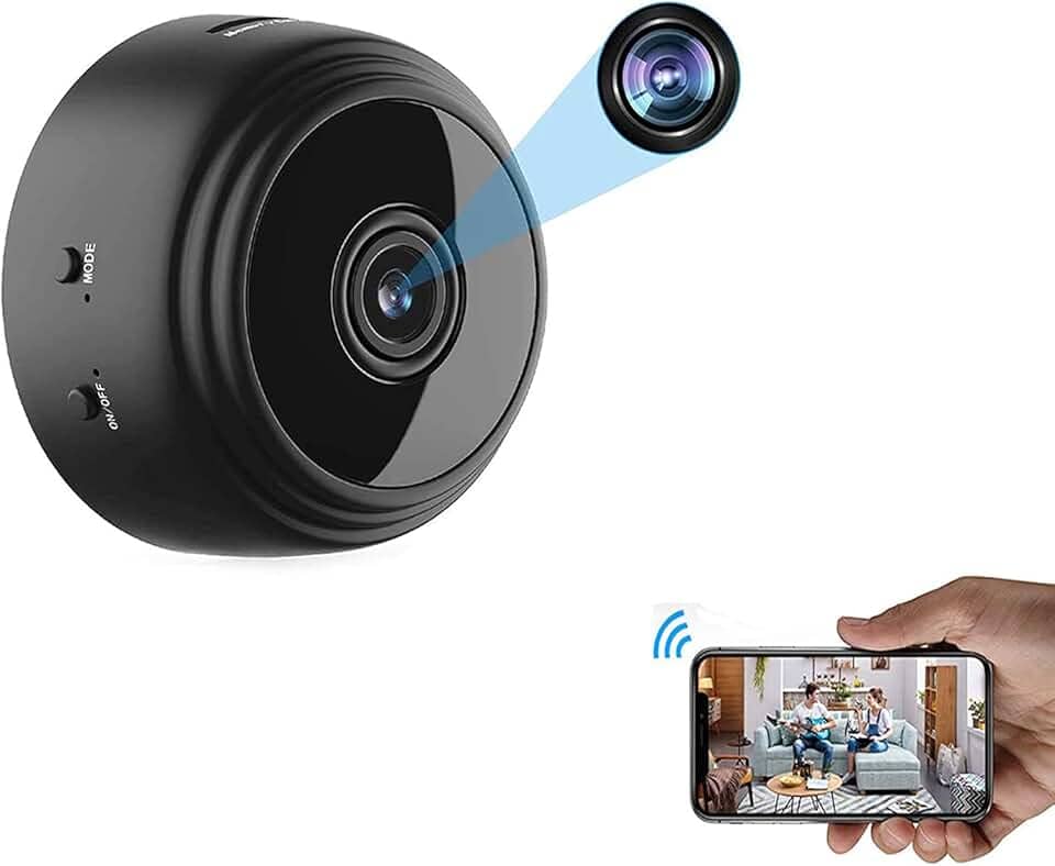 Mini câmera espiã WiFi OVEHEL HD 1080P sem fio, câmera de vídeo escondida, pequena câmera de babá com visão noturna e movimento ativado, uso interno, câmeras de segurança, câmera de