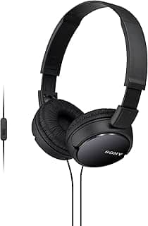 Sony Fones de ouvido intra-auriculares com fio série ZX com microfone, preto MDR-ZX110AP