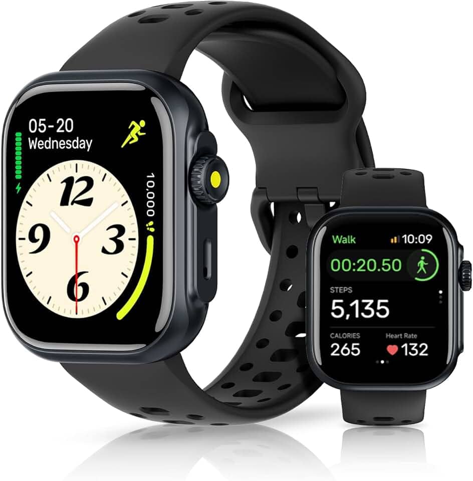 Relogio Smartwatch Feminino com GPS, Alexa Built-in, à prova d'água 3ATM natação, Relogio Masculino, Monitoramento Relógio Esportivo, Chamadas Bluetooth, Notificações, Smartwatch(preto)
