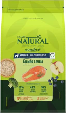 GUABI NATURAL CAO SENSITIVE MINI PEQUENO E MEDIO SALMÃO E AVEIA 2,5kg