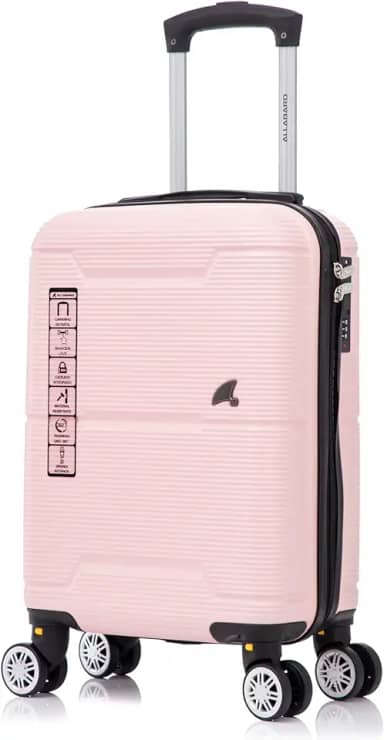 Mala de Bordo 8kg em ABS Rígido Padrão ANAC com Rodinhas 360 e Cadeado Numérico com Senha Verona 18 (Rosa)