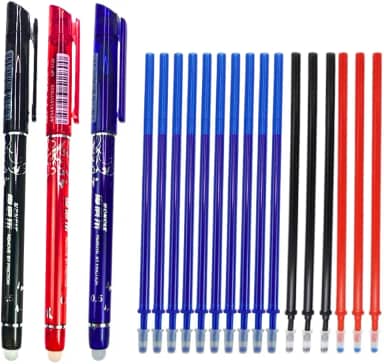 Kit 3 caneta que apaga com calor, 16 refis