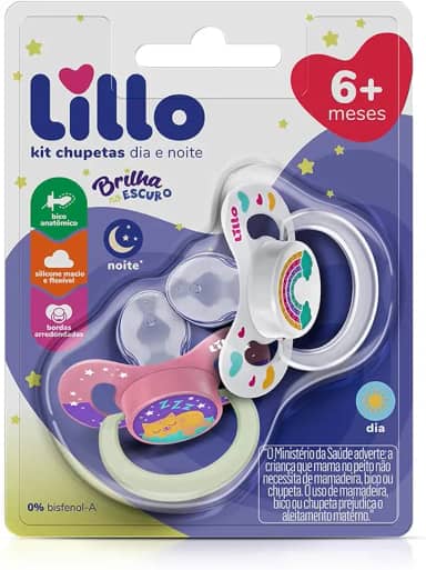 Lillo Kit 2 Chupetas Dia E Noite - Rosa