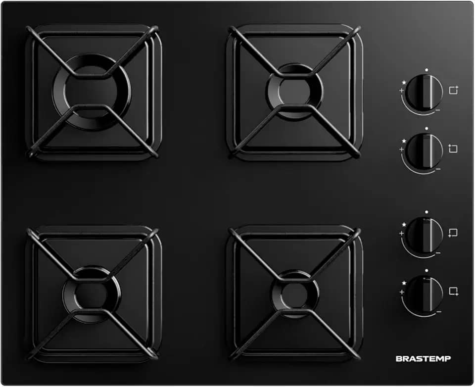 Cooktop Brastemp 4 Bocas a Gás com Grades de Ferro Aramado e Chama Simmer - BDD61BE Bivolt