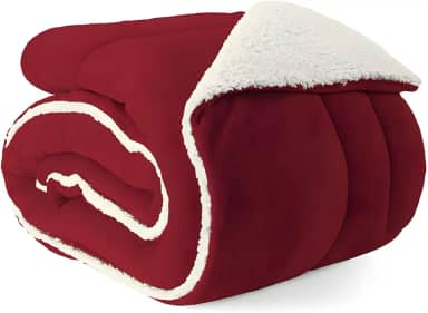 Cobertor Edredom Dupla Face Lã Pele Carneiro Coberdrom Aurum (Marsala, Queen Sherpa)