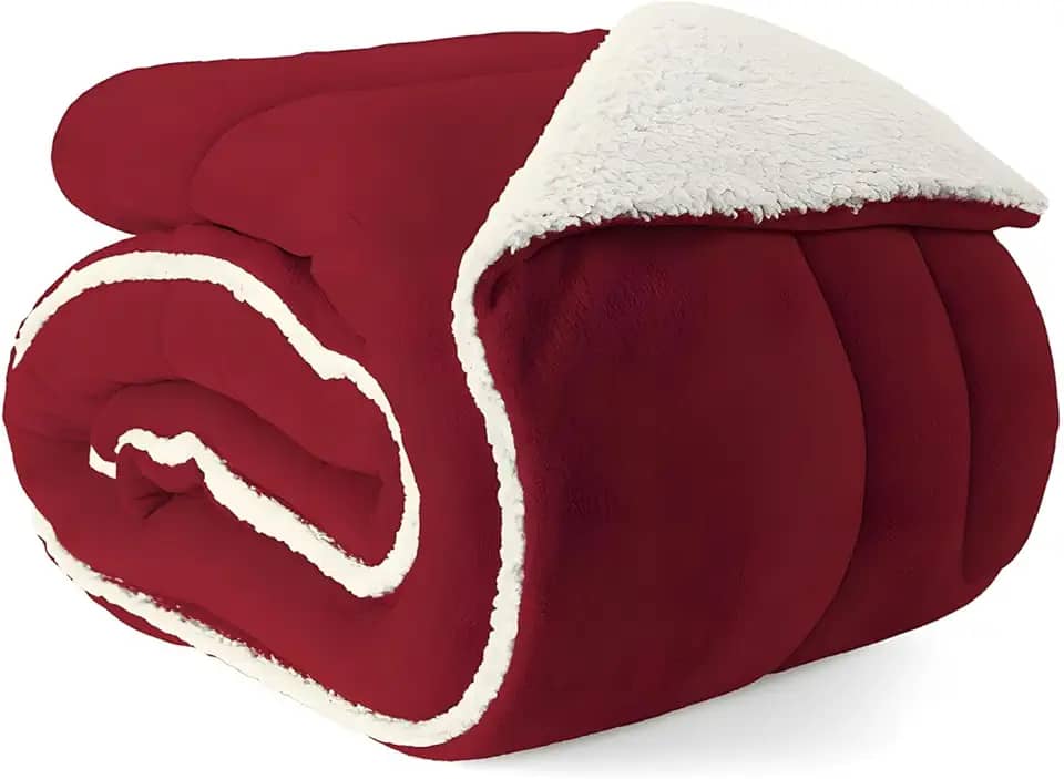 Cobertor Edredom Dupla Face Lã Pele Carneiro Coberdrom Aurum (Marsala, Queen Sherpa)