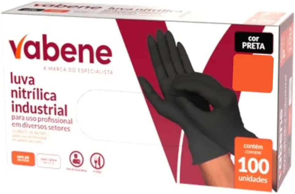Luva Nitrílica Sem Pó - Caixa com 100 Unidades | Resistente a Produtos Químicos