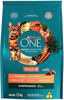 Purina One - Ração para Gatos Adultos Castrados, Frango e Salmão, 7,5kg
