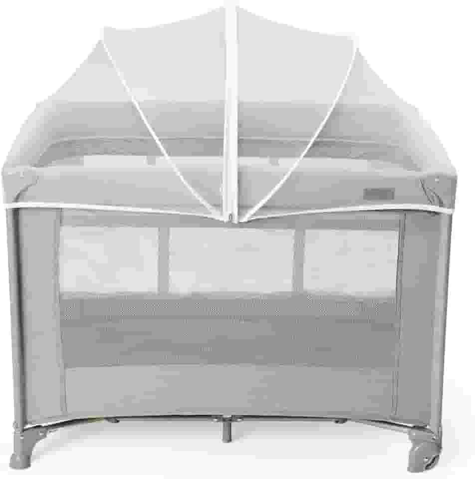 MaxiBaby Berço Portátil Infantil Cercado 0-15kg Lazy, Cinza