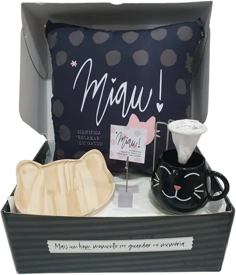 Kit Presente De Gatinha Amo Gato Amigas Gateiras Caneca Almofada (Gato 2)