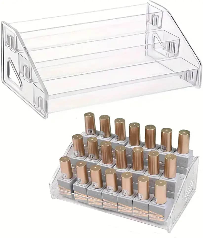 Organizador De Cosméticos Porta Maquiagem Batom com 3 Prateleiras em Acrílico