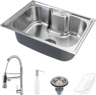 Pingoo.casa, Cuba para Cozinha Pia Gourmet Nawa 50 cm em Aço Inox 201 com Acessórios e Torneira Gourmet Misturador Monocomando Munim em Metal