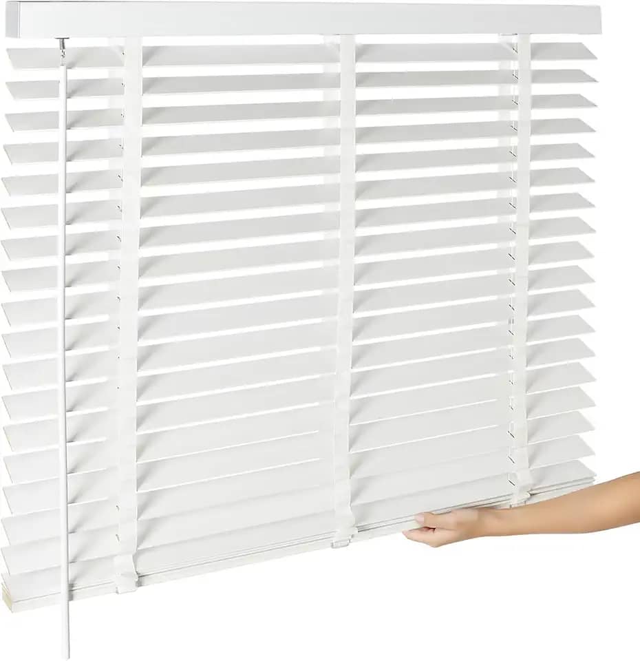 Persianas de madeira sem fio de 5 cm para janelas internas com proteção de privacidade, persianas horizontais de madeira sem fio para quarto, sala de estar, escritório, banheiro, cozinha